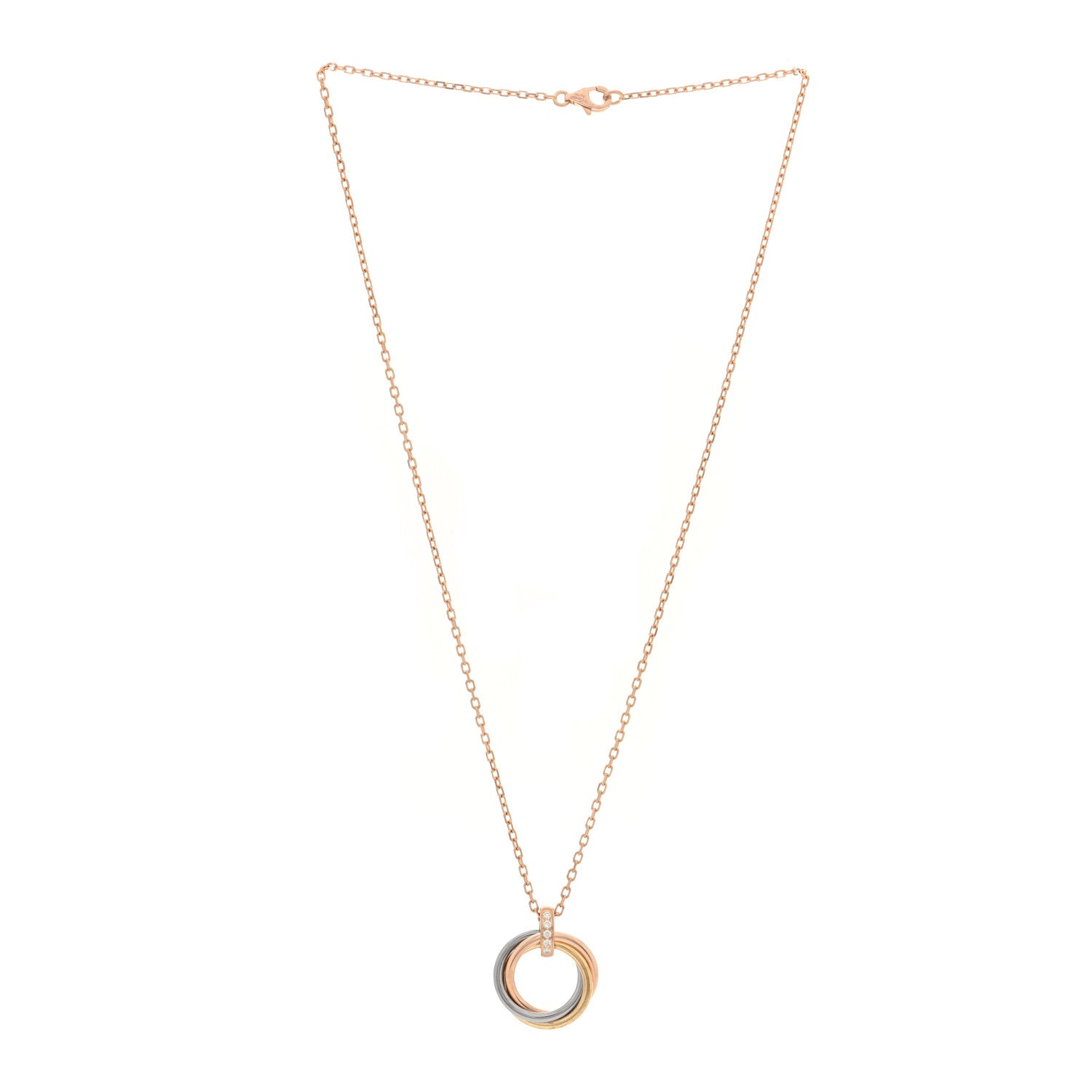 Cartier 18K Pink White Yellow Gold Diamond Trinity Pendant Necklace 3 of 5