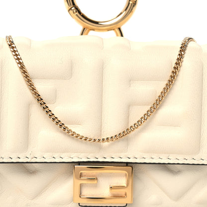 Fendi Nappa Matisse FF Embossed Nano Baguette Charm White 7 of 9