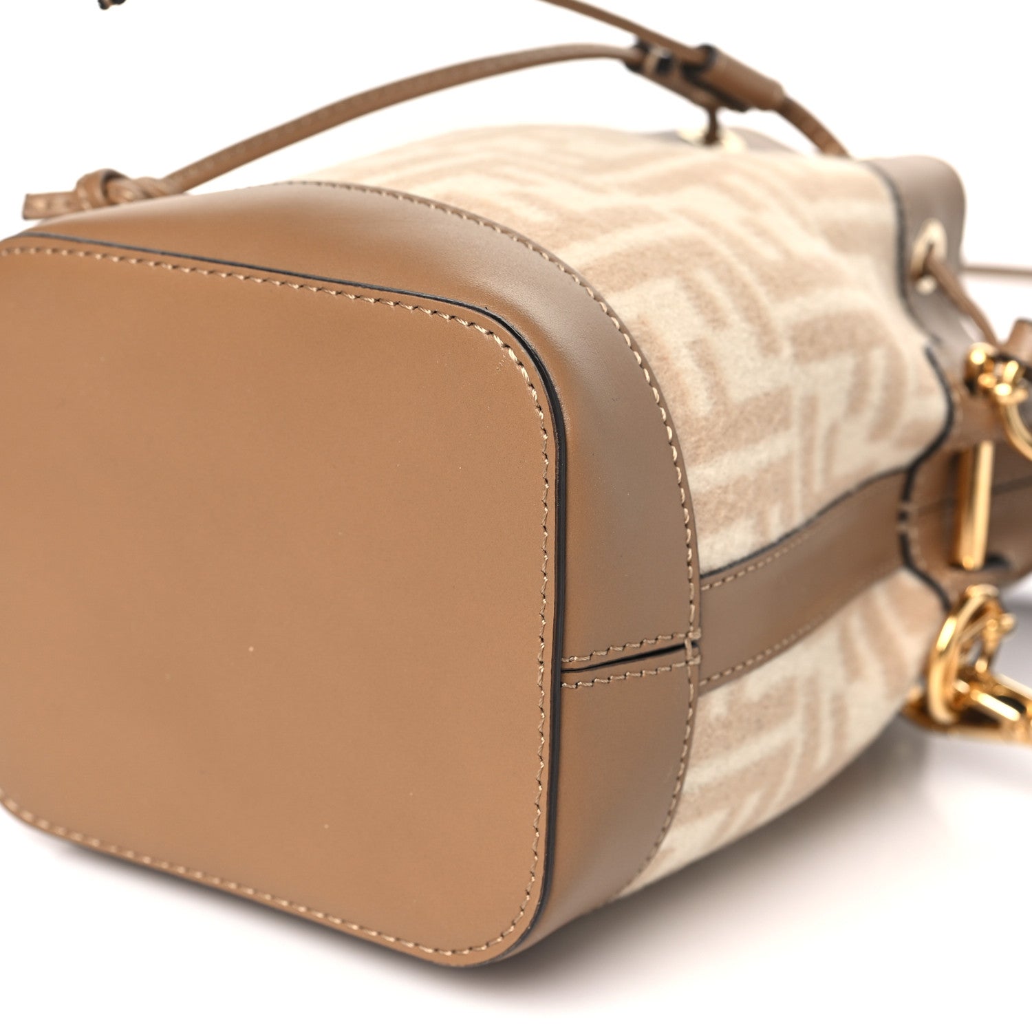 Fendi Wool Vitello King FF 1974 Mini Mon Tresor Bucket Bag Beige Cammello Sand 9 of 9