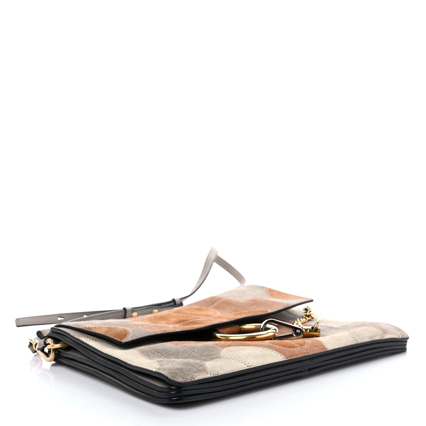 Suede Patchwork Medium Faye Shoulder Bag Motty Grey
