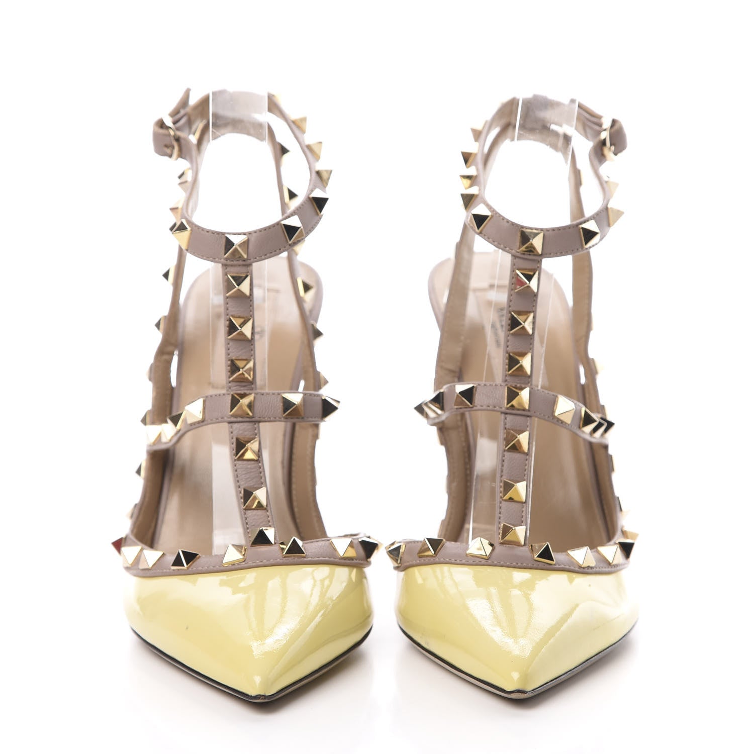 Valentino Garavani Patent Rockstud Ankle Strap 100mm Pumps 40 Water Yellow Poudre 2 of 15