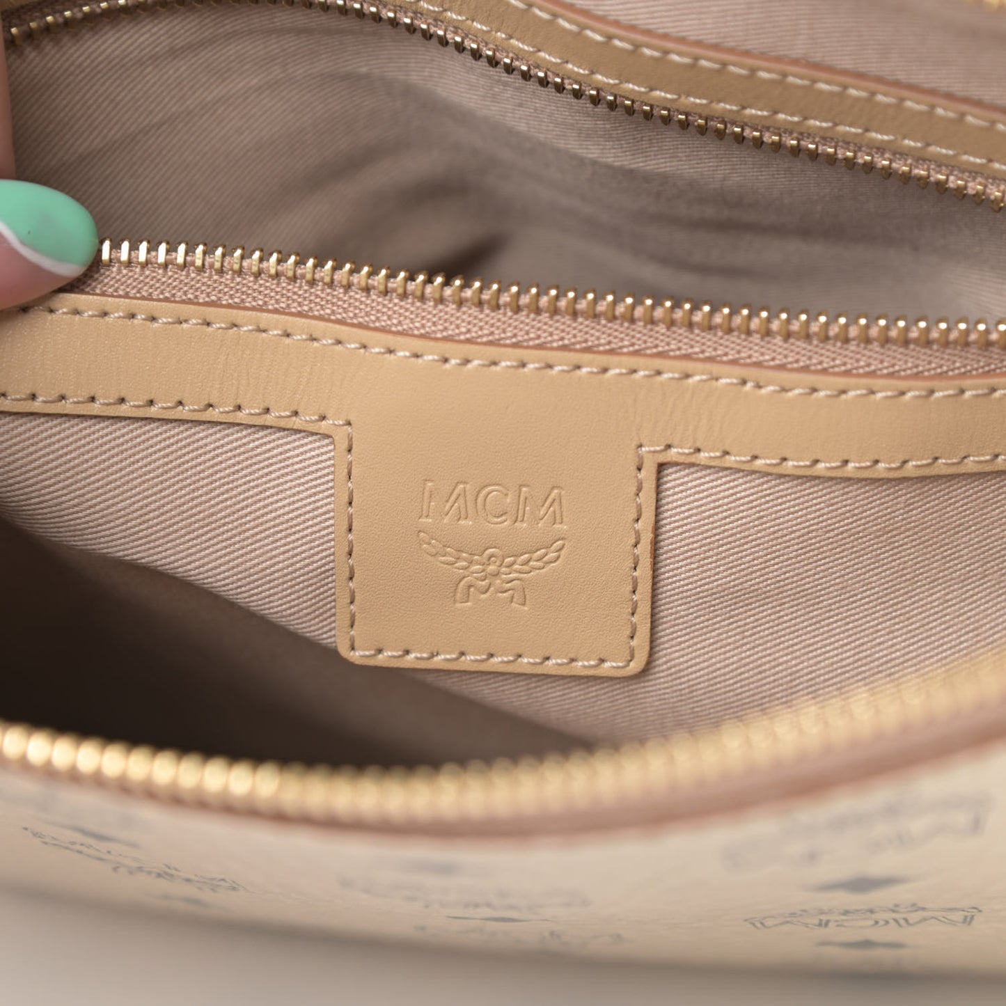 Metallic Visetos Medium Crossbody Pouch Berline Gold