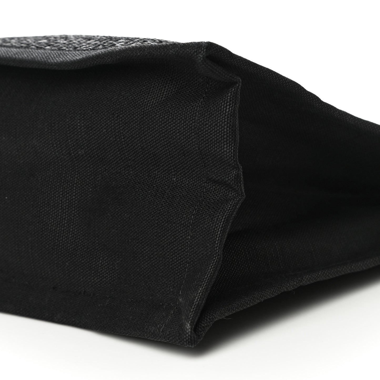Raffia Linen Calfskin Rive Gauche Tote Black