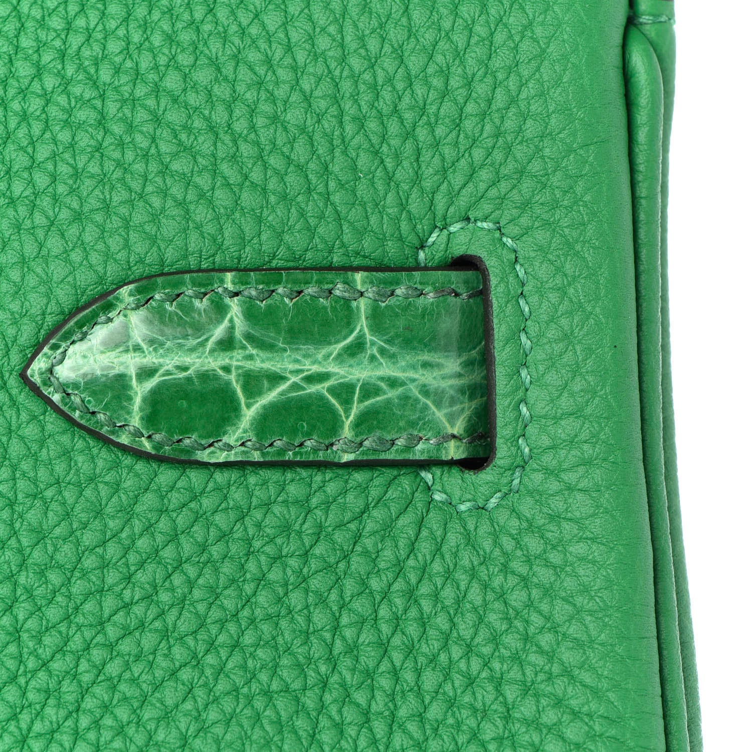 Hermes Togo Shiny Niloticus Crocodile Birkin Touch 30 Bamboo Cactus 9 of 34