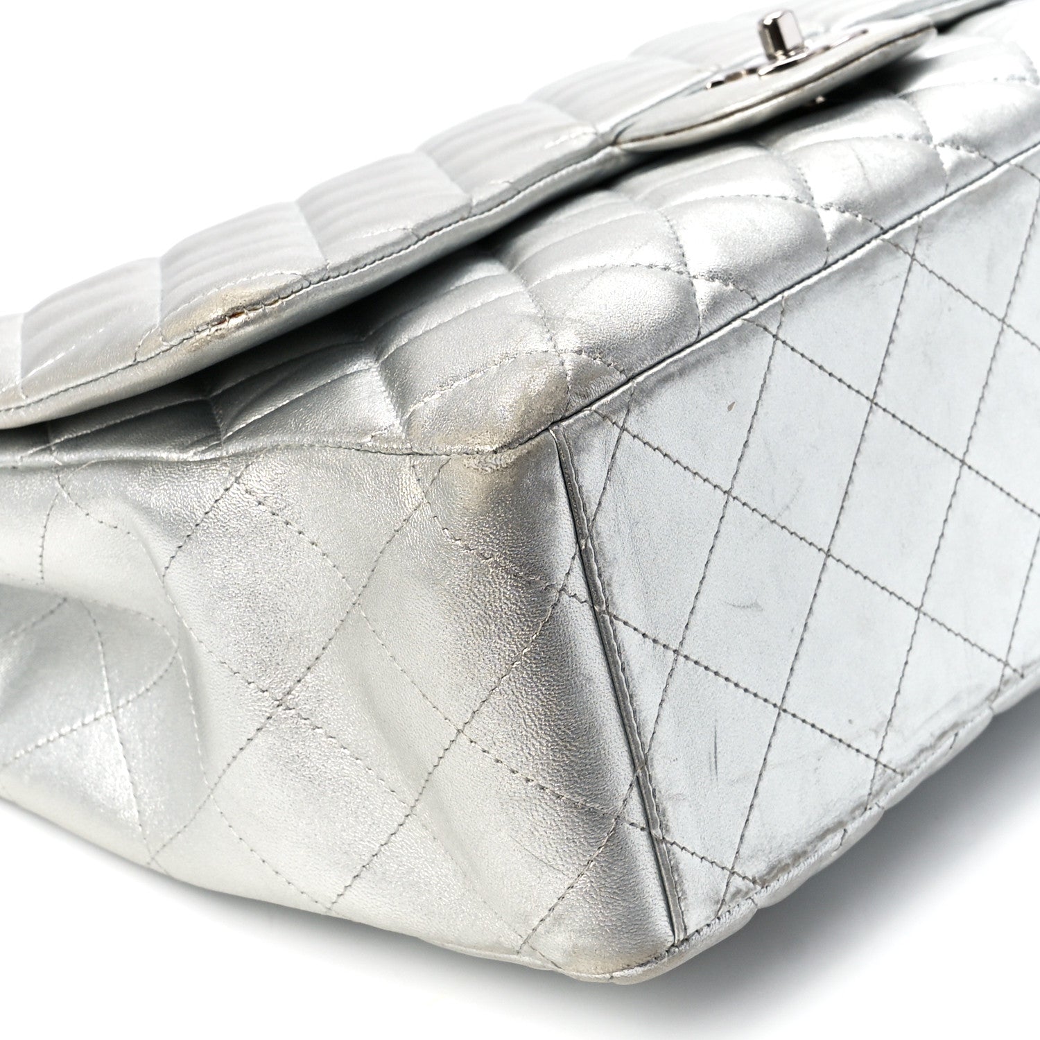 Chanel Metallic Lambskin Quilted Maxi Single Flap Silver 11 of 13