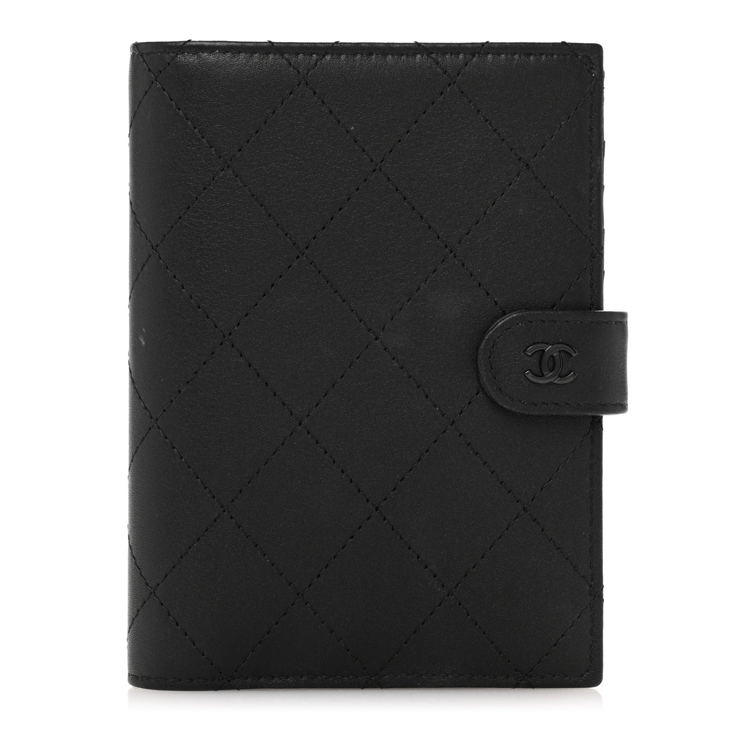 Grained Calfskin Quilted passport Holder Wallet So Black