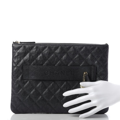 Chanel Iridescent Caviar Medium Night by the C Pouch Clutch Black 2 of 10