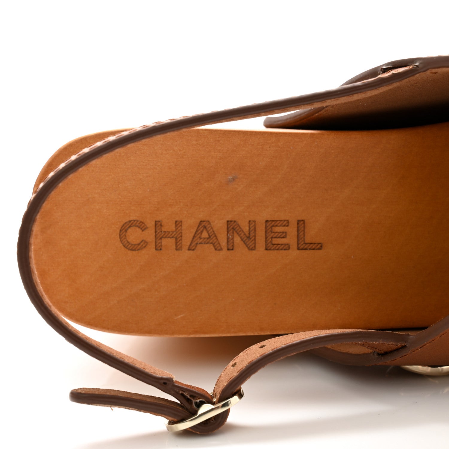 Chanel Calfskin Studded Slingback Clog Sandals 40 Dark Brown 6 of 10