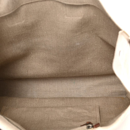 Saint Laurent Linen Calfskin Rive Gauche Tote Tan 4 of 17