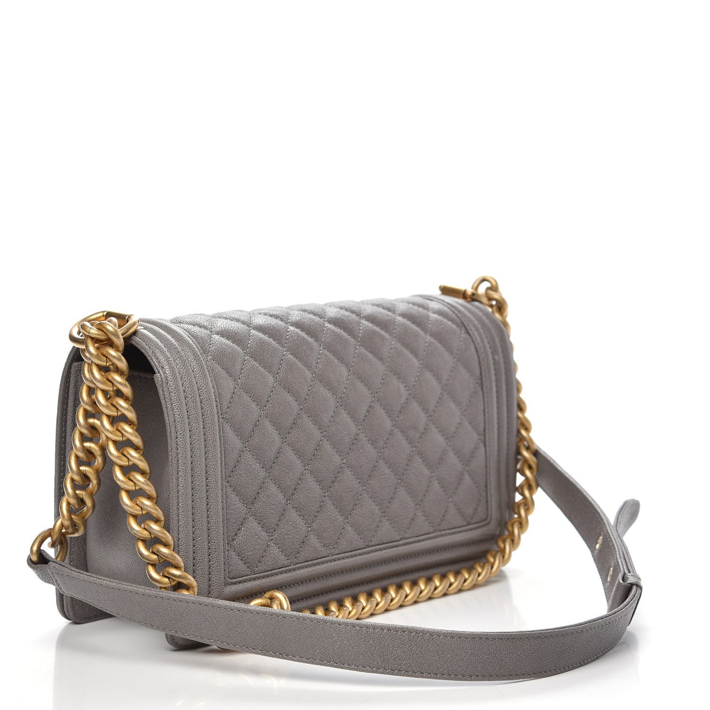 Caviar Quilted Medium Boy Flap Light Grey