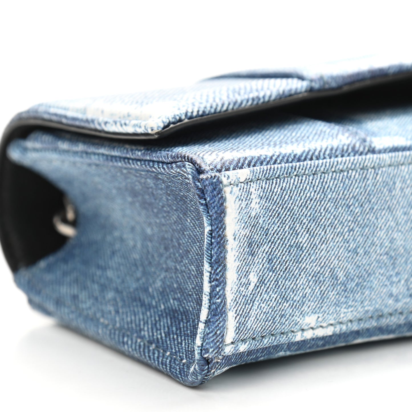Nappa Denim Printed Hourglass Chain Bag Denim Blue
