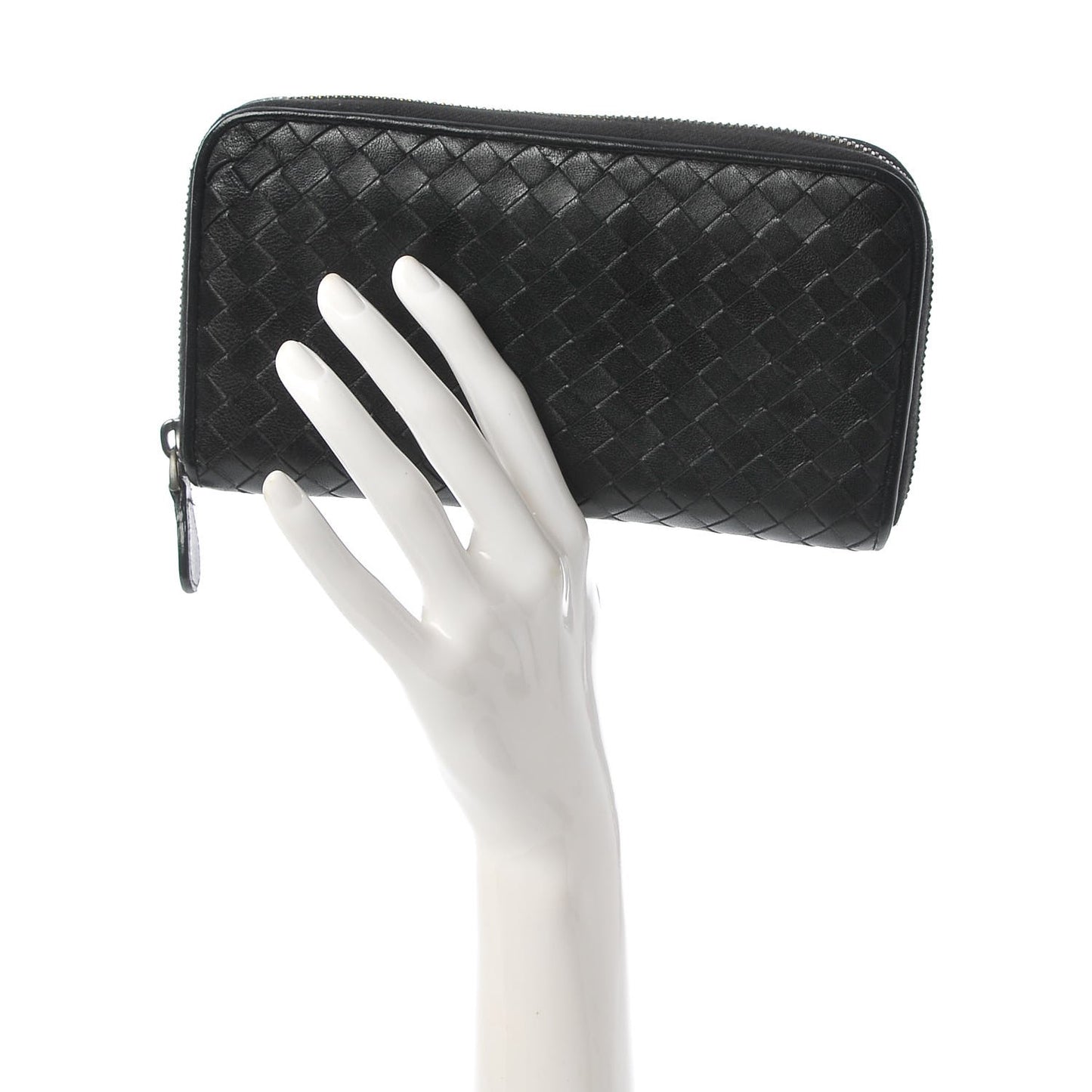 Nappa Intrecciato Zip Around Wallet Black