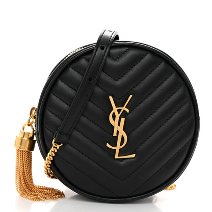 Saint Laurent Calfskin Matelasse Chevron Quilted Baby Round Vinyle Belt Bag Black 1 of 10