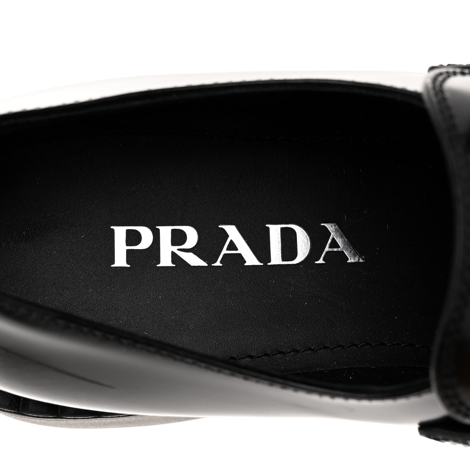 Prada Spazzolato Metal Triangle Logo 50mm Loafers 37.5 Black 7 of 10
