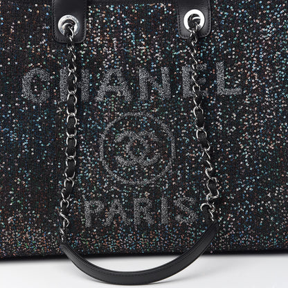 Chanel Calfskin Sequin Medium Deauville Tote Black 9 of 10