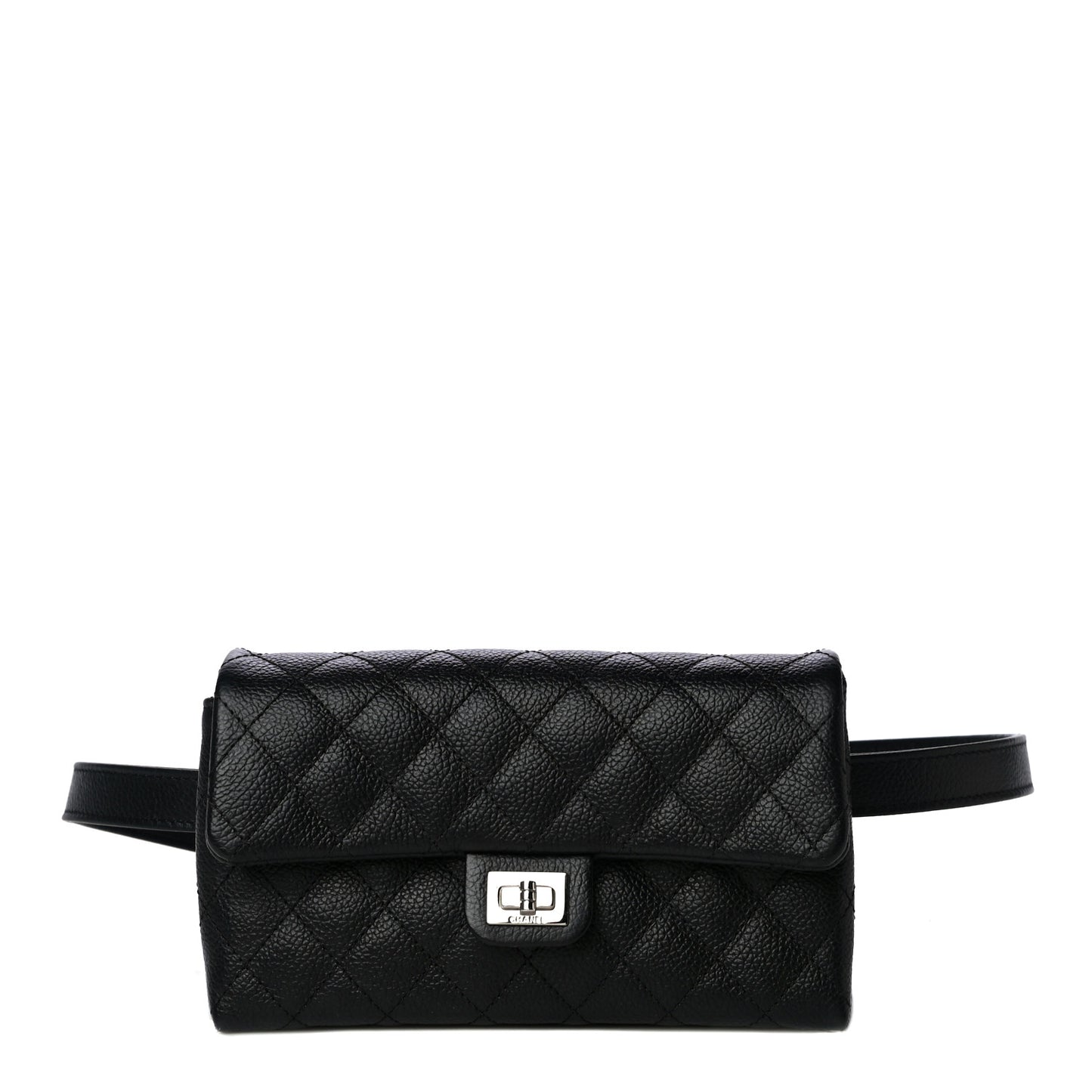 Grained Calfskin Quilted 2.55 Reissue Flap Belt Bag Clutch Black