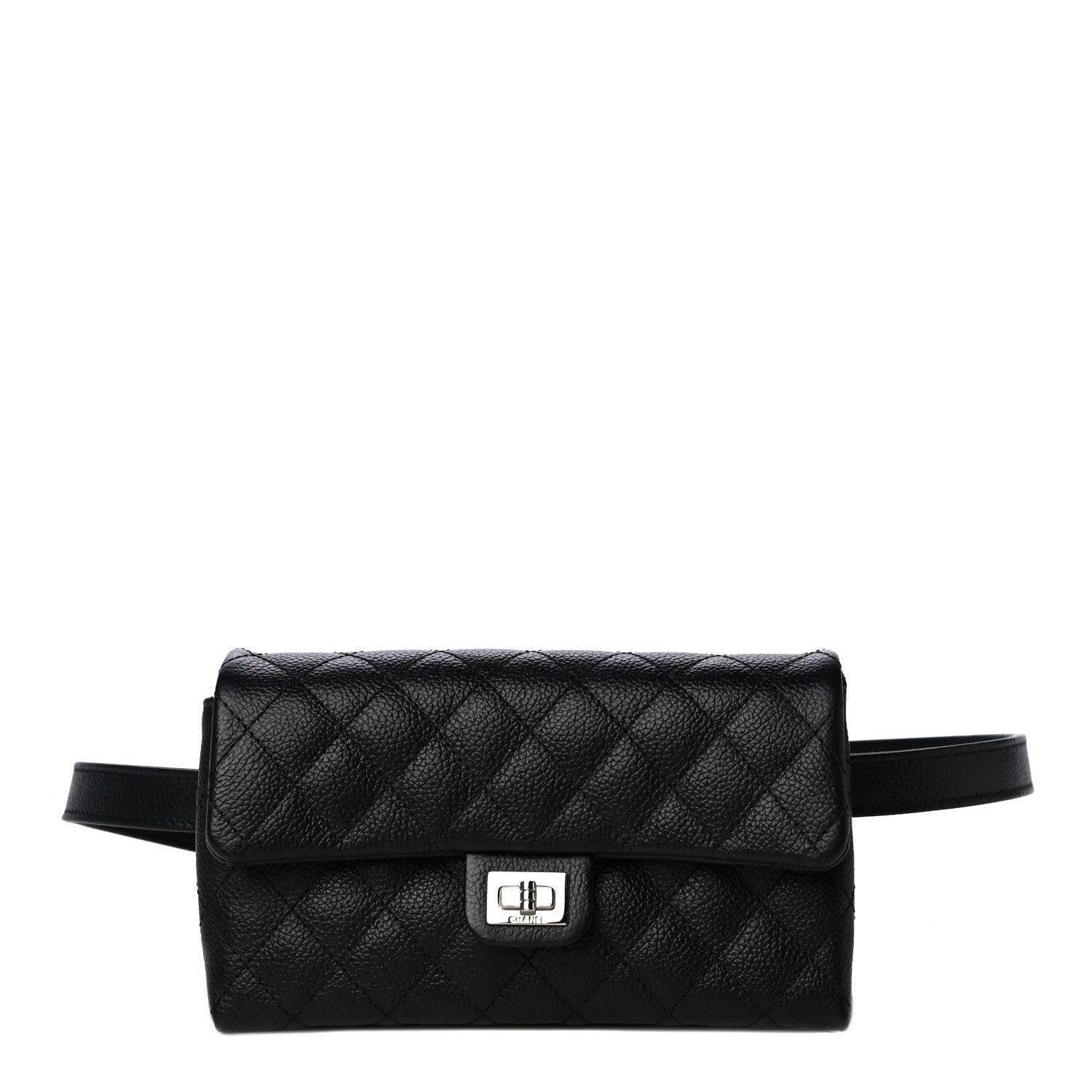 Chanel Grained Calfskin Quilted 2.55 Reissue Flap Belt Bag Clutch Black 1 of 10