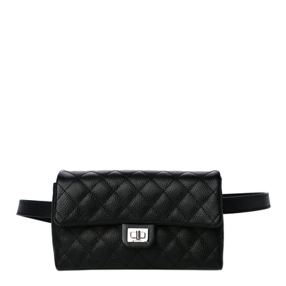Chanel Grained Calfskin Quilted 2.55 Reissue Flap Belt Bag Clutch Black 1 of 10