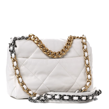 Chanel Shiny Crumpled Calfskin Quilted Medium Chanel 19 Flap White 3 of 10