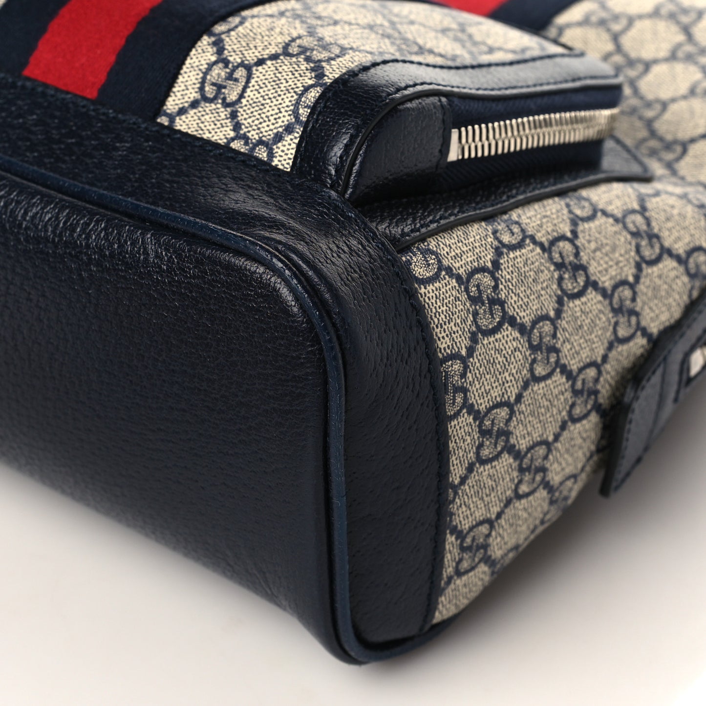 GG Supreme Monogram Textured Dollar Calfskin Web Small Ophidia Day Backpack Beige Blue Black