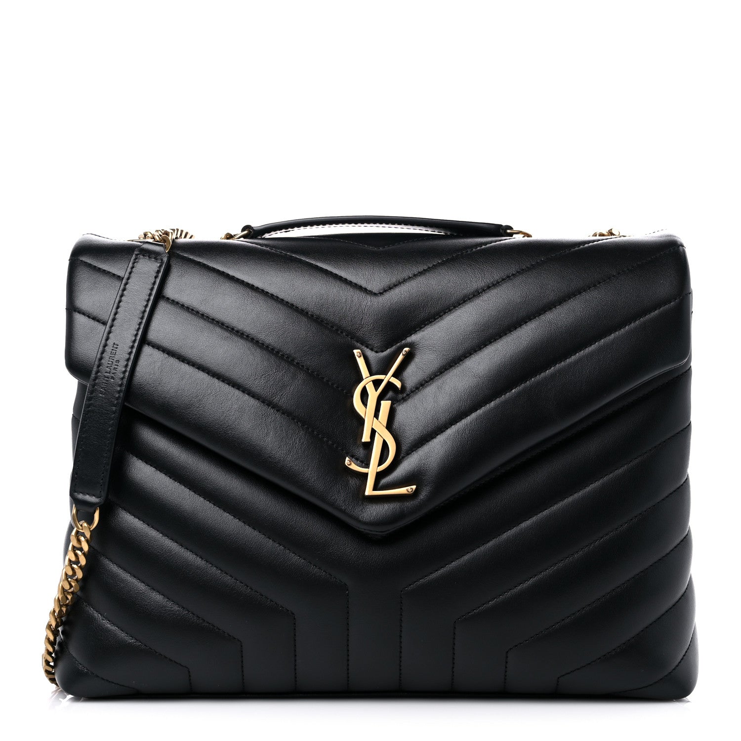 Saint Laurent Calfskin Y Quilted Monogram Medium Loulou Chain Satchel Black 1 of 11