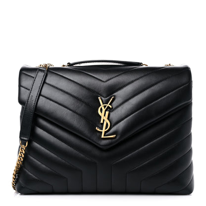 Saint Laurent Calfskin Y Quilted Monogram Medium Loulou Chain Satchel Black 1 of 11