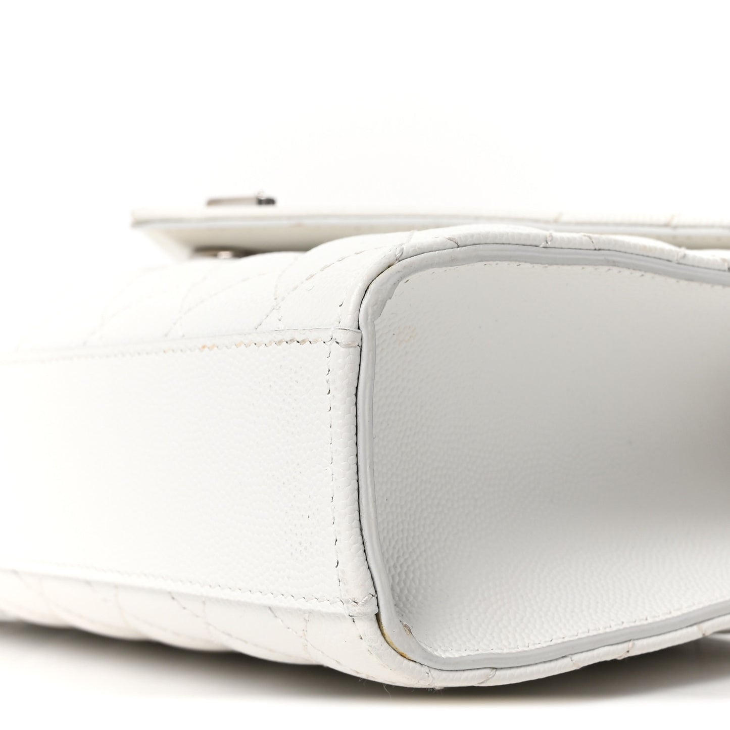 Grain De Poudre Medium Tri-Quilt Monogram Satchel White
