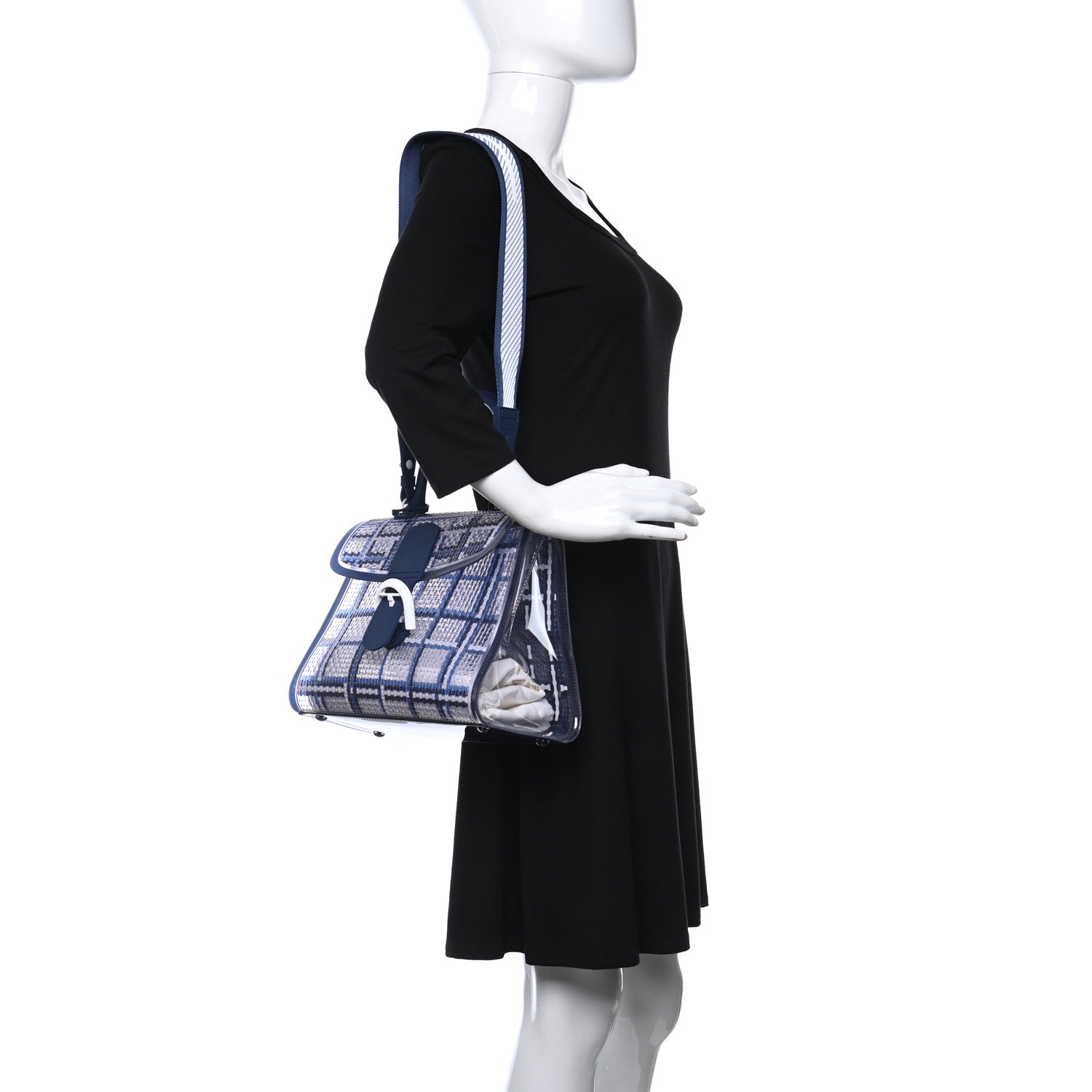 Delvaux Vinyl Gingham The Dreamer MM Brillant Satchel Navy 2 of 10