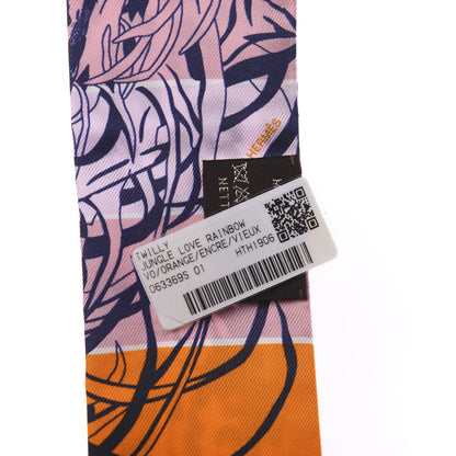 Hermes Silk Jungle Love Rainbow Twilly Orange Encre Vieux Rose 2 of 4