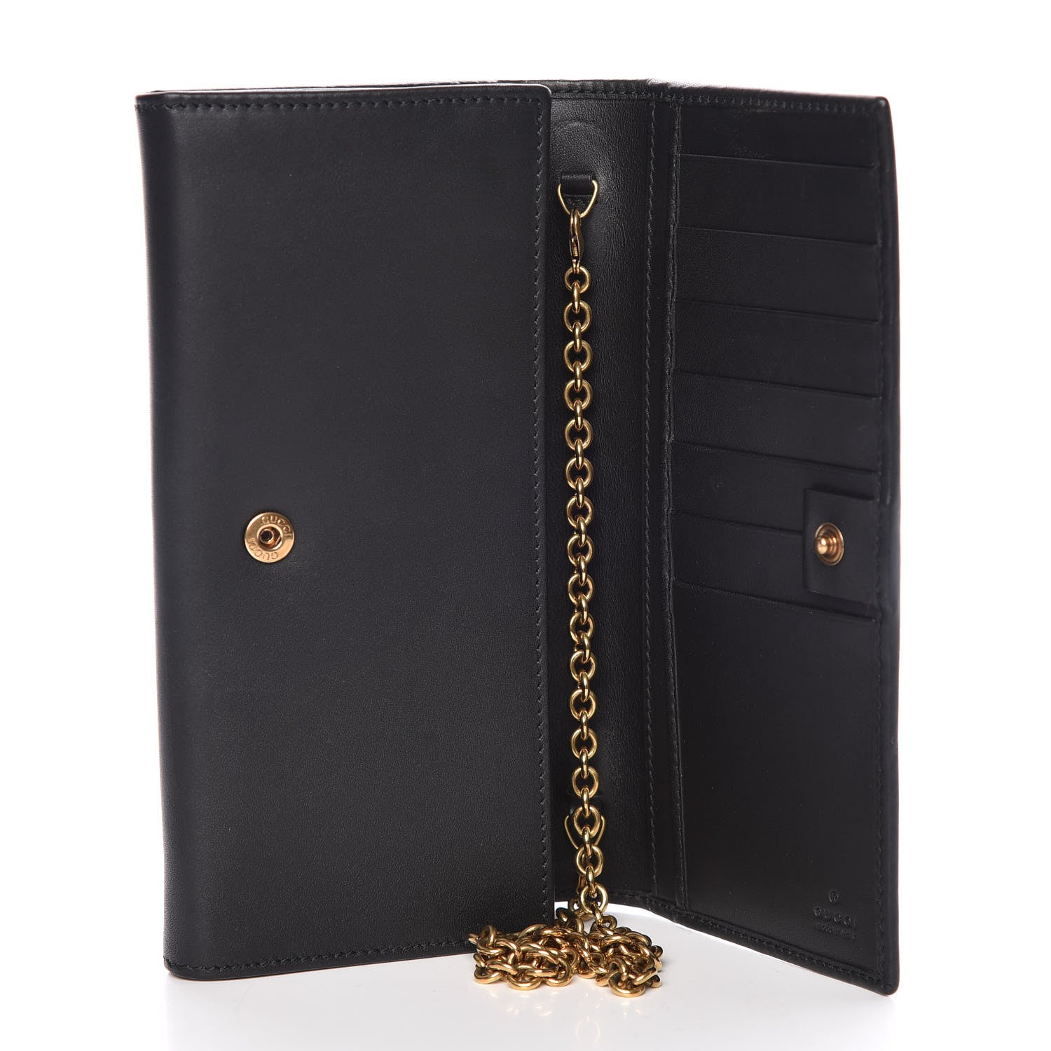 Gucci Calfskin Interlocking G Chain Wallet Black 6 of 12