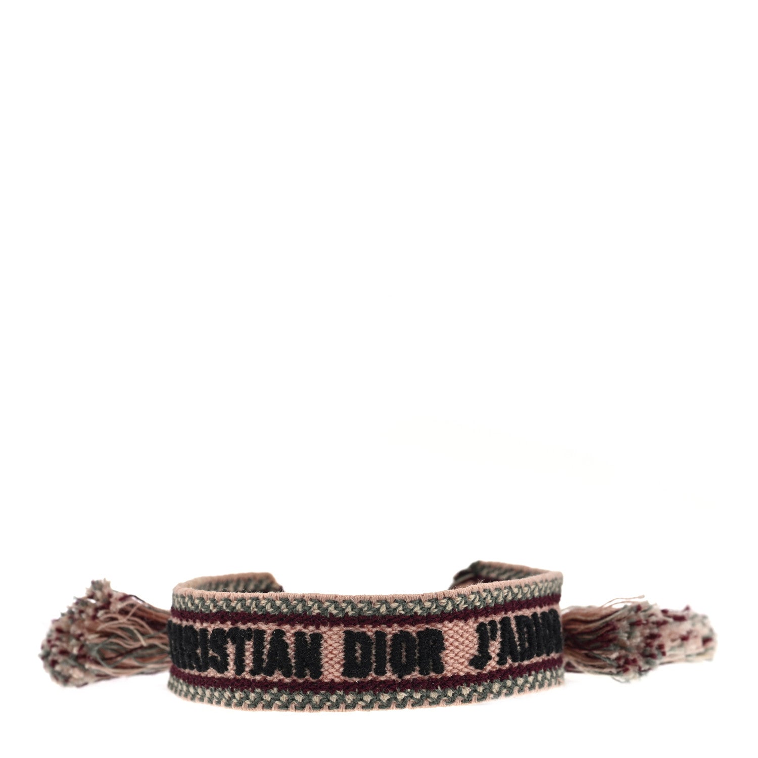 Christian Dior Woven Cotton Friendship Bracelet Pink Grey 1 of 3
