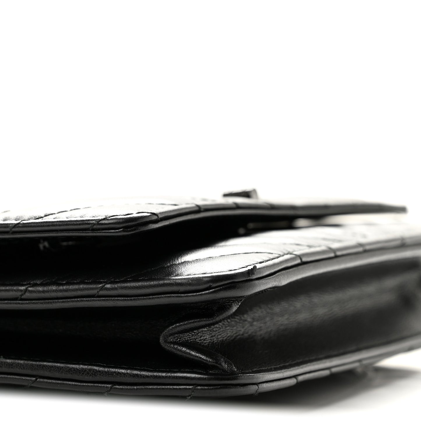 Aged Calfskin Chevron Quilted Reissue Wallet On Chain WOC So Black