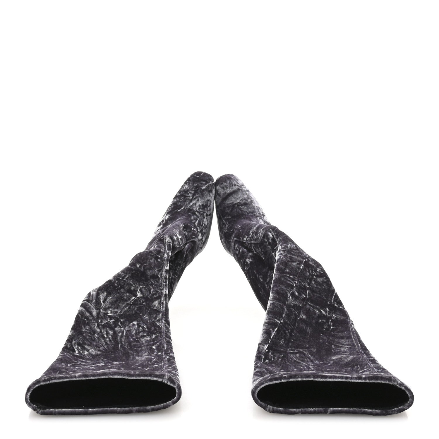 Saint Laurent Velvet Ella Knee High Boots 37.5 Cool Grey 2 of 7