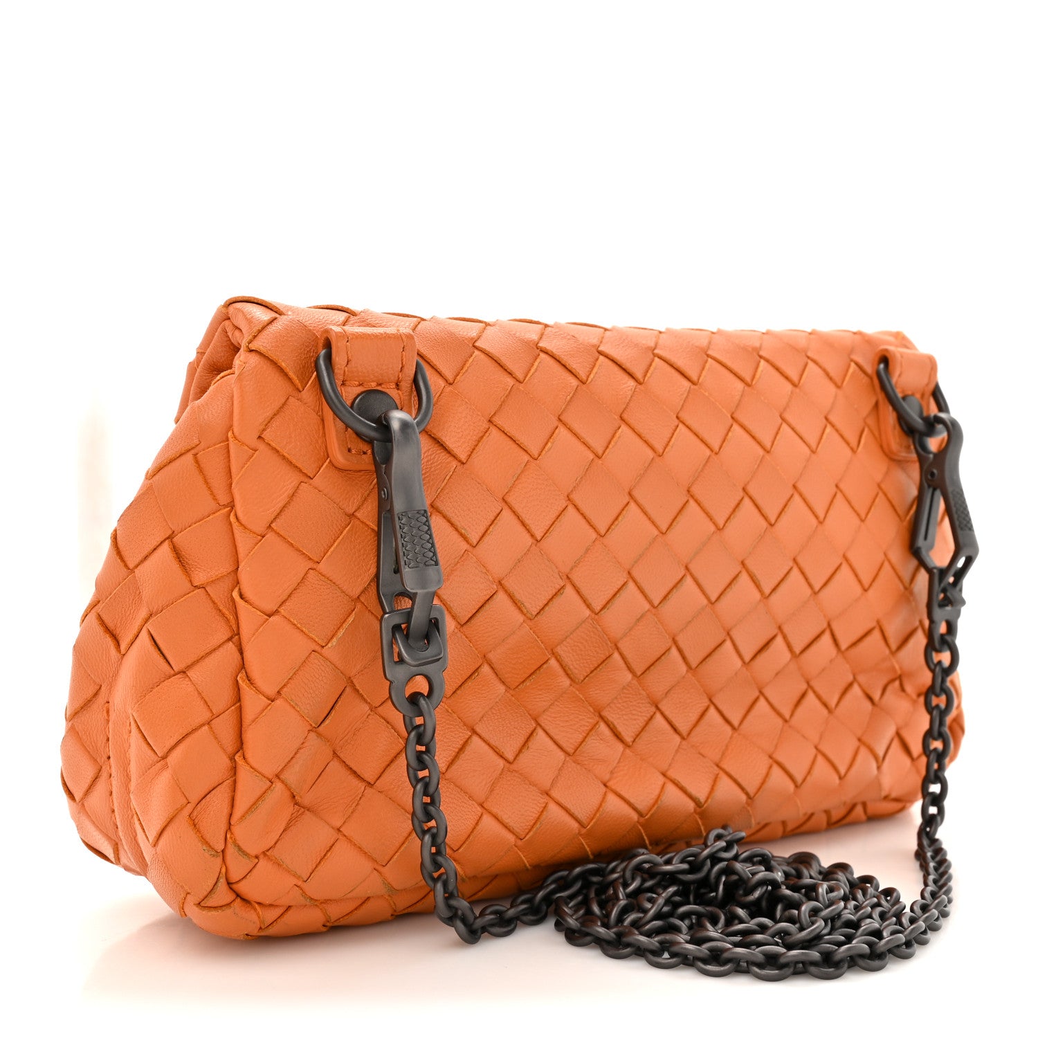 Bottega Veneta Nappa Intrecciato Small Chain Crossbody Tangerine 3 of 13