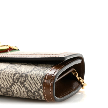 Gucci GG Supreme Monogram Azalea Calfskin Web Jackie 1961 Chain Wallet Beige Ebony Brown Sugar 10 of 10
