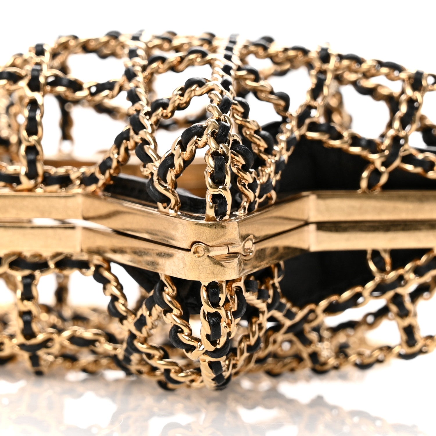 シャネル☆ブーティ Chanel Metal CC Star Minaudiere Crossbody Gold Black 1645718