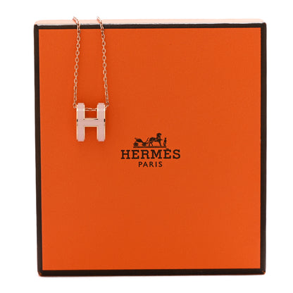 Hermes Lacquered Rose Gold Pop H Pendant Necklace Rose Dragee 7 of 7