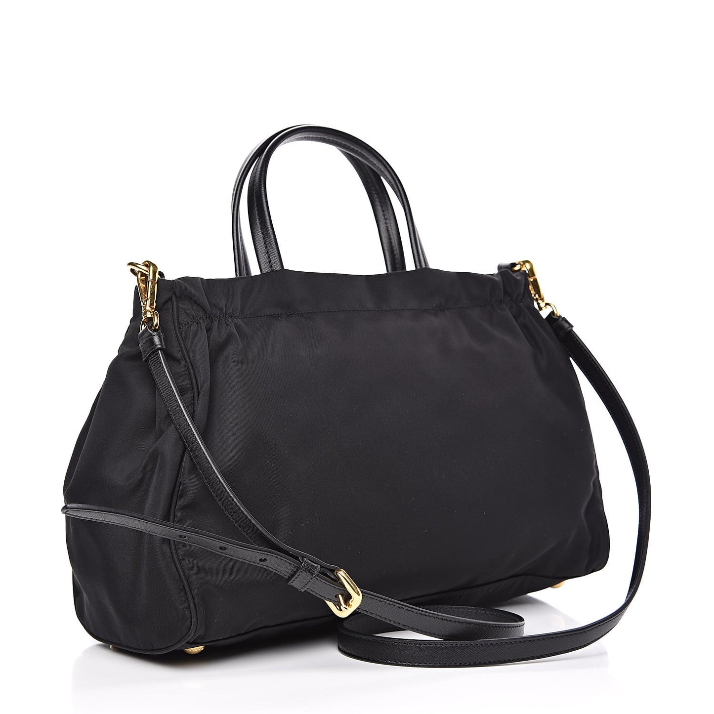 Tessuto Nylon Saffiano Shopping Satchel Black