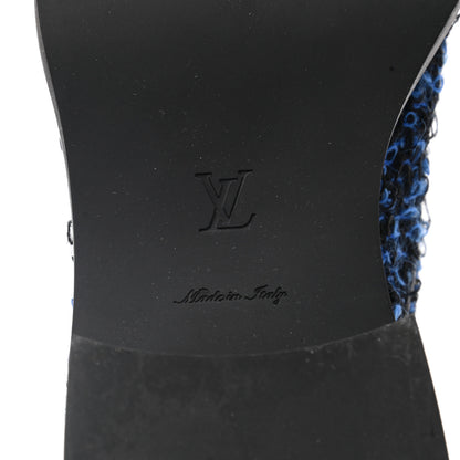 Louis Vuitton Tweed Calfskin Wonderland Ranger Boots 36 Blue Black 6 of 8
