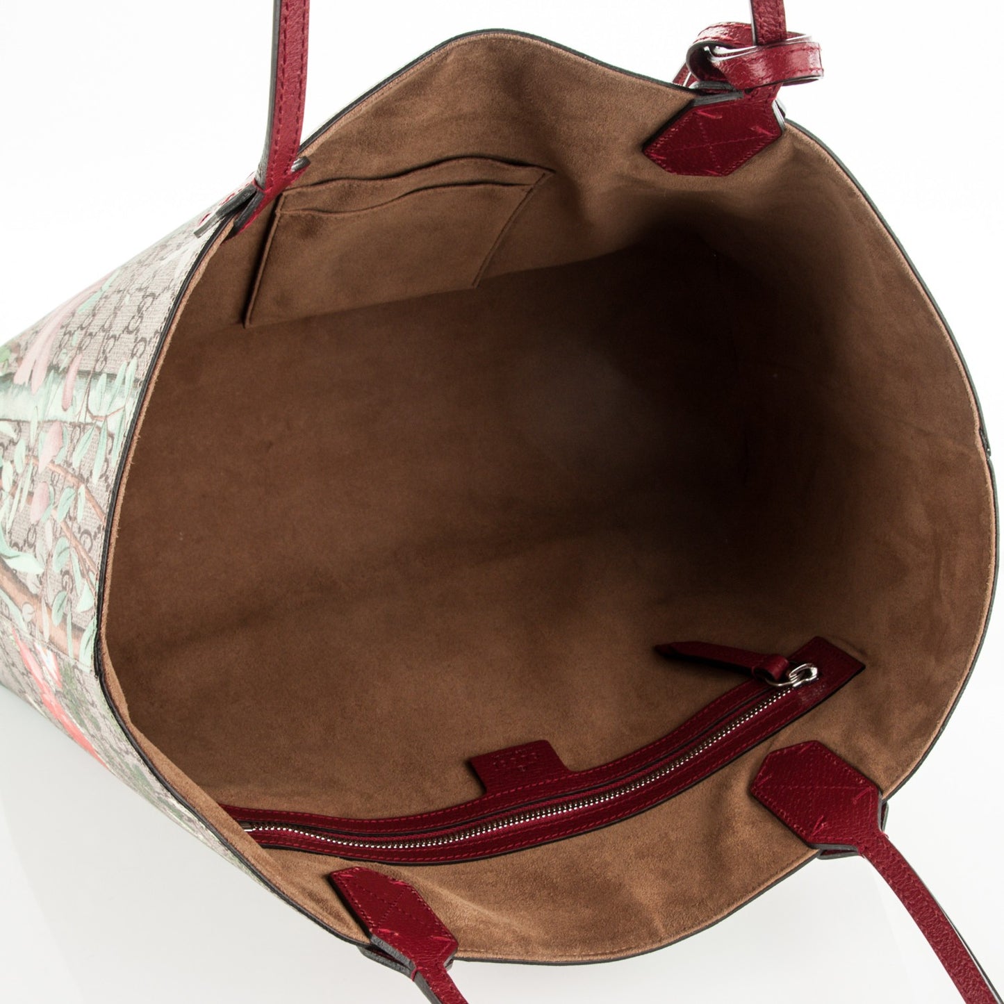 GG Supreme Monogram Tian Medium Shopping Tote Beige Multicolor Red