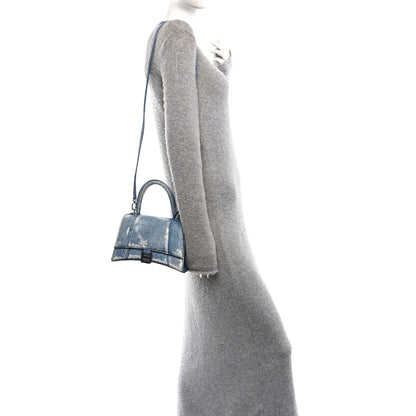 Balenciaga Nappa Denim Printed Small Hourglass Top Handle Bag Denim Blue 2 of 11