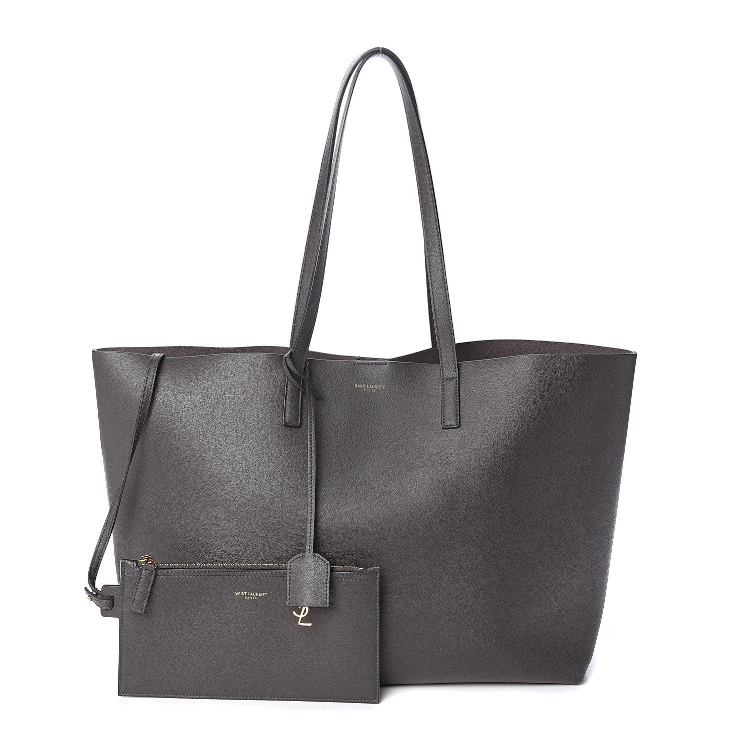 Saint Laurent Calfskin Large Shopping Tote Dark Grey 1 of 8