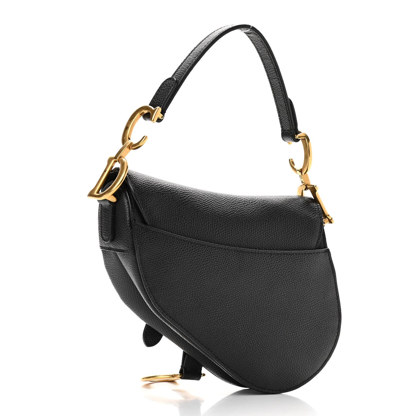 Grained Calfskin Mini Saddle Bag Black