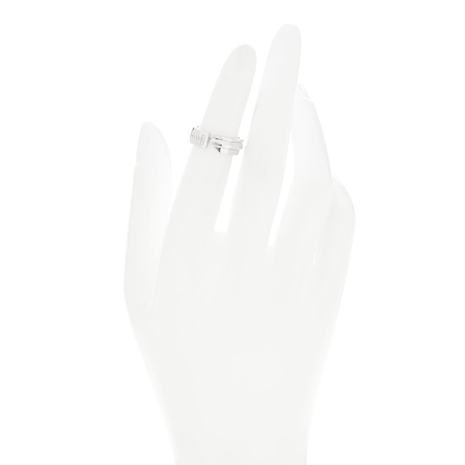 Tiffany 18K White Gold Diamond Modern Keys Ring 46 3.75 2 of 5