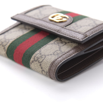 Gucci GG Supreme Monogram Web Ophidia French Flap Wallet Beige New Acero 7 of 10