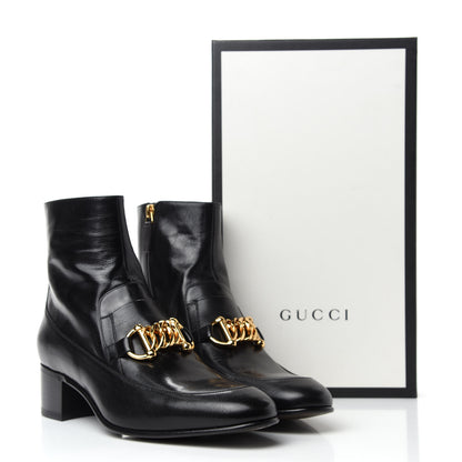 Gucci Goatskin Mens Kitten Chain Horsebit Ankle Boots 8 Black 9 of 9