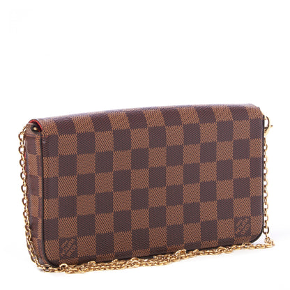 Louis Vuitton Damier Ebene Pochette Felicie Chain Wallet 2 of 9