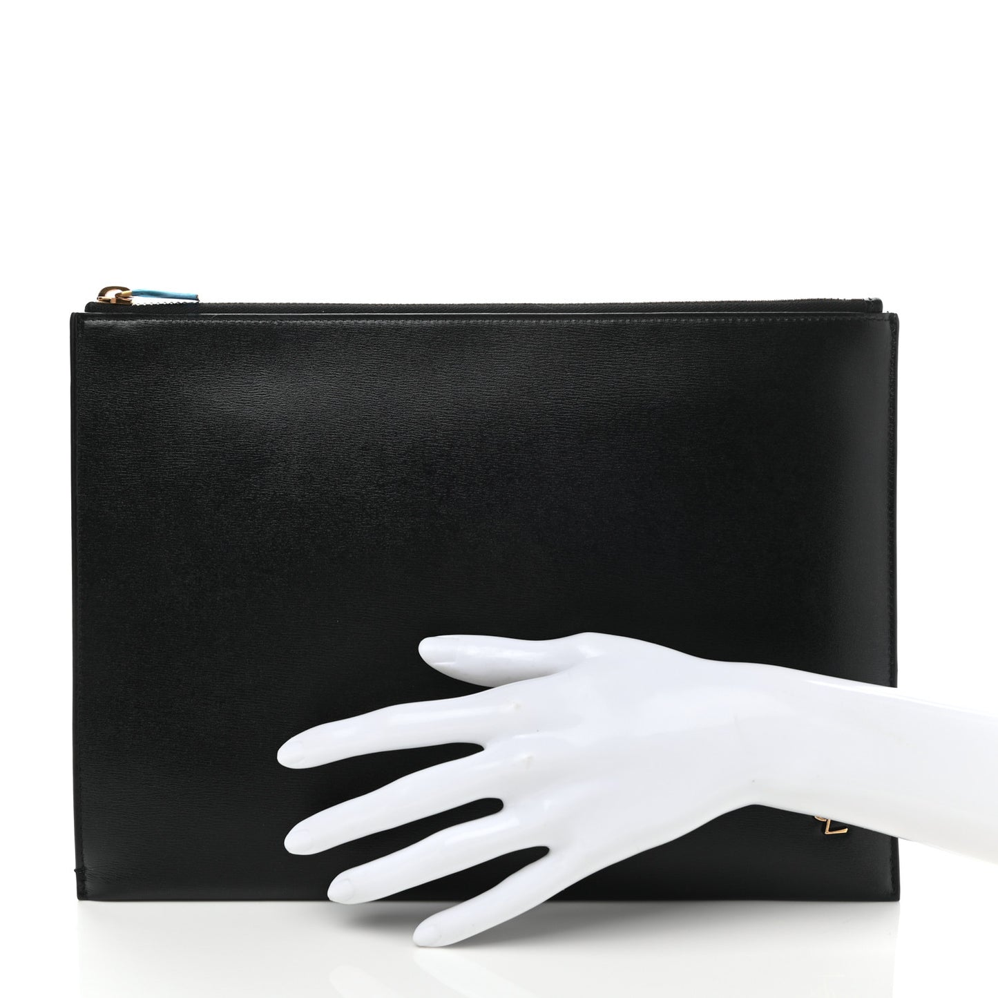 Shiny Calfskin Tiny Monogram Zipped Tablet Holder Black