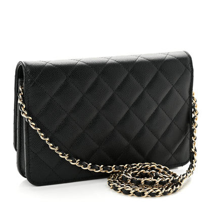 Chanel Caviar Quilted Crystal CC Wallet On Chain WOC Black 3 of 12