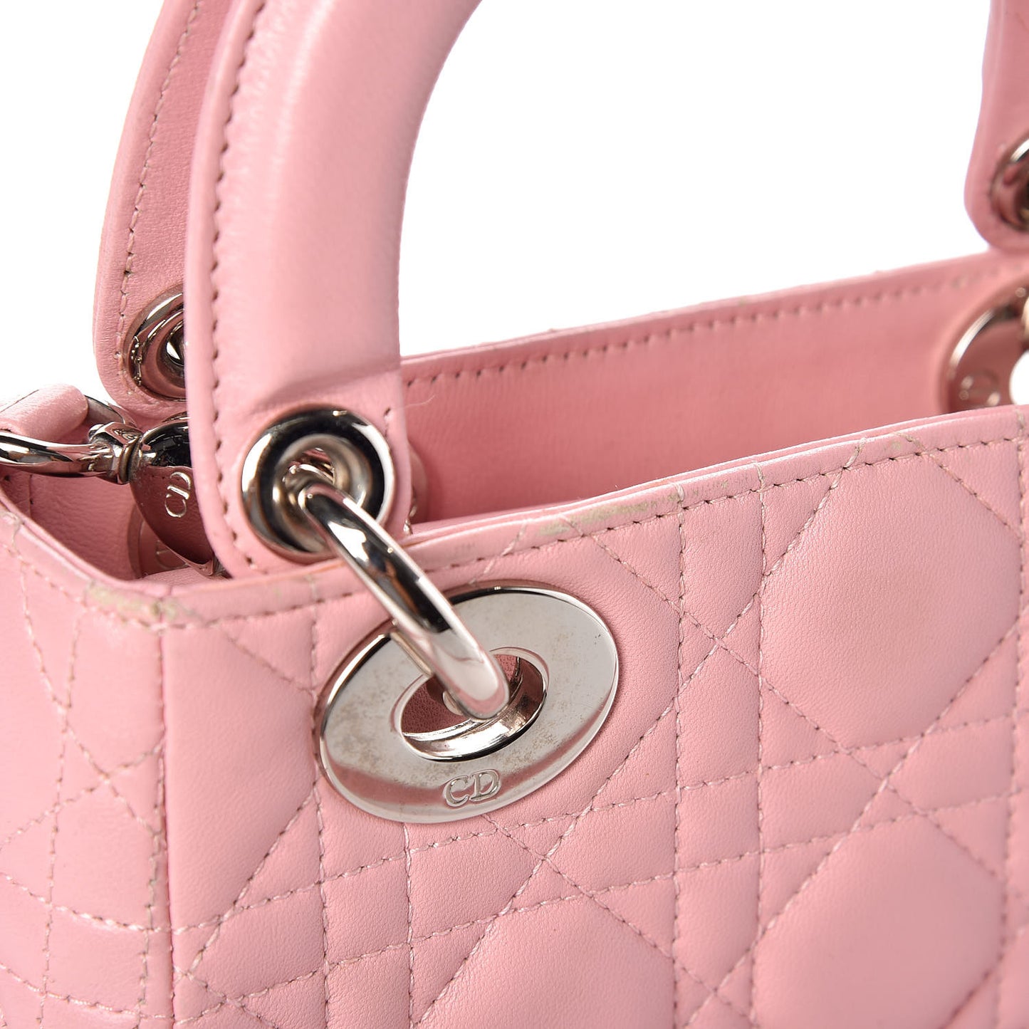 Lambskin Cannage Mini Lady Dior Rose Clair